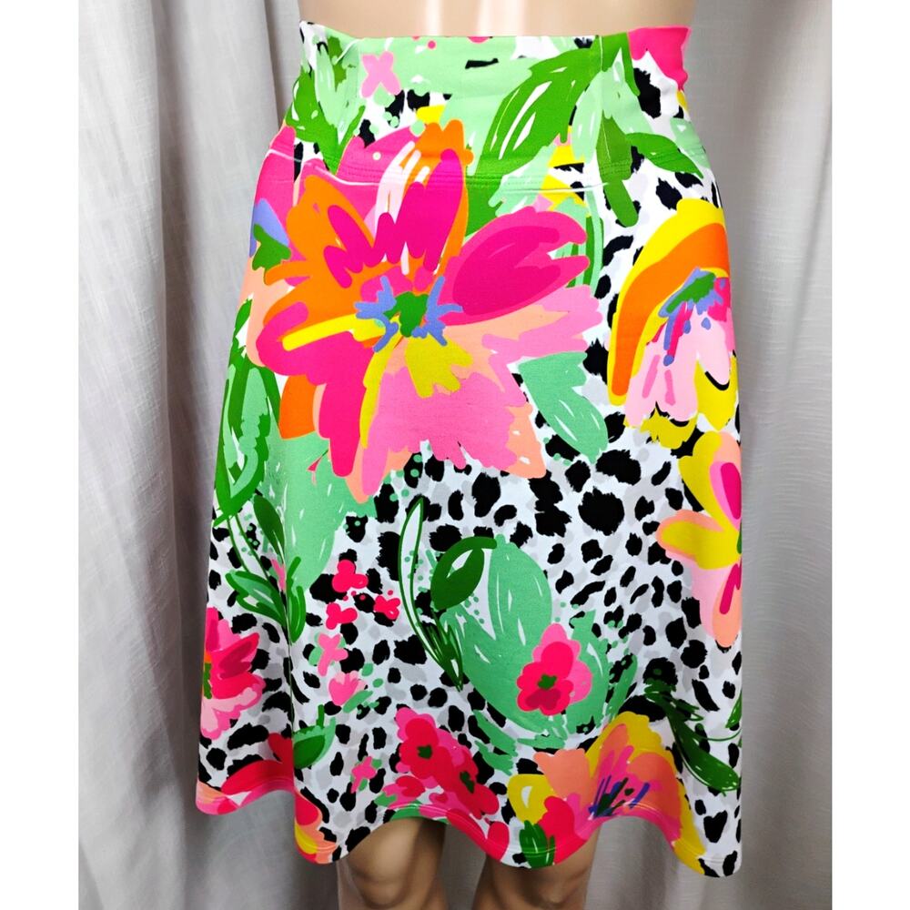 Whimsy Rose Silky Women L Made USA Sport Skirt Floral Animal Print Sublimation
